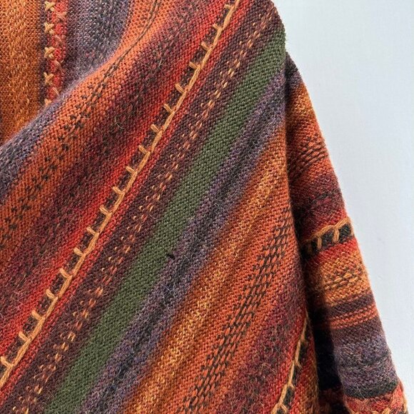 Sweater Womens Size M Southwestern Striped Cardigan One Button Asymmetric Brown - Picture 8 of 11